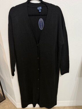 NWT Scoop Black Soot Long Button Front Maxi Cardigan Sweater Dress Small S 4-6